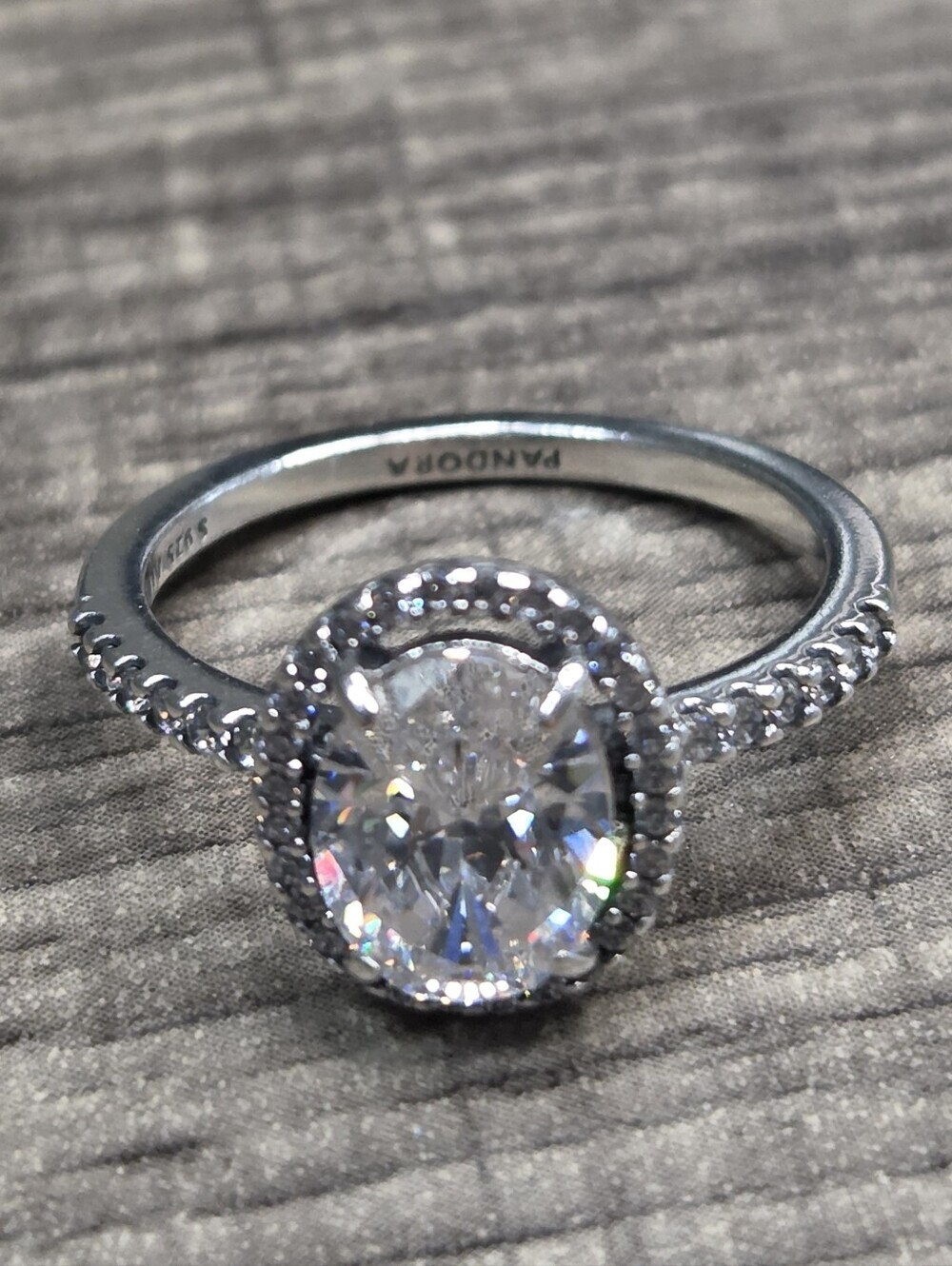 Oval Sparkling Halo Statement Ring